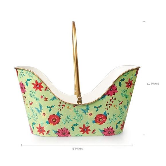 🦋 “2021” 🦋 New Pioneer Woman Holiday Sentiments Christmas Metal Basket, Small - Picture 5 of 8